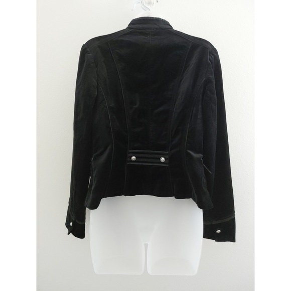 WHBM Velvet Blazer Jacket Womens 10 Black Military Luxury Goth Indy Retro Punk - Picture 4 of 15
